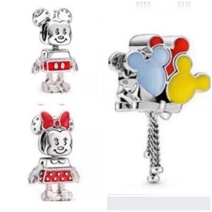3 Pieces Disney Mickey Minnie Mouse Robot Bot Bead Collection Charm Bundle Set